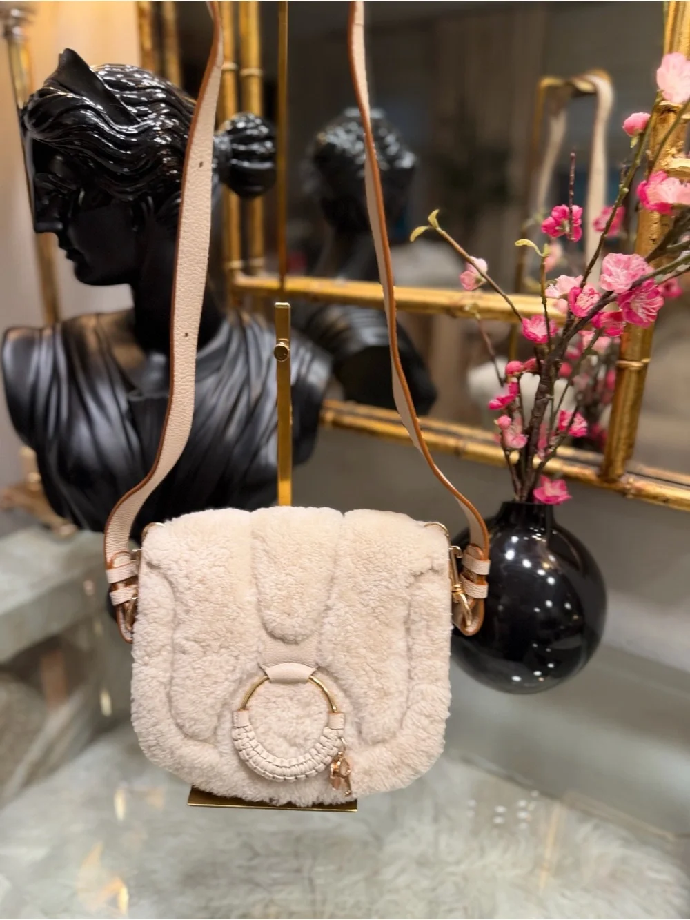 See by Chloe Plush Shearling Crossbody Bag - Cream